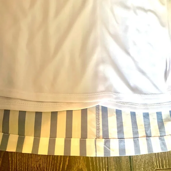 Boutique Blue and White Dress with Ruffle Neck - Picture 4 of 6